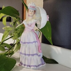 Lady with Parasol Ceramic Figurine